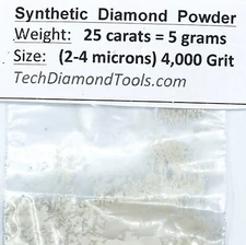 TechDiamondTools Diamond Powder 4,000 Grit 2-4 Microns, 25 cts = 5 Grams