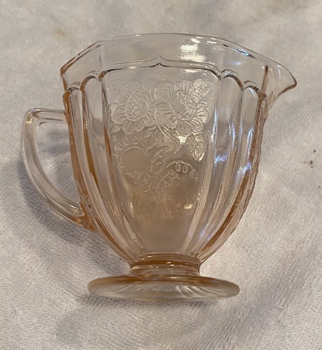 3-1/2" Vintage Anchor Hocking Mayfair Open Rose Pink Depression Glass Creamer - Picture 3 of 3