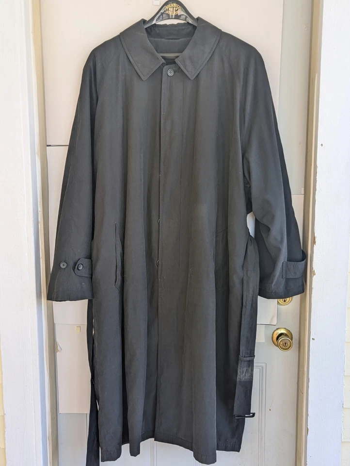 Joseph & Feiss Abrigo Largo 50 R Suave Poliéster Lana Nylon Negro Cinturón Vestido Foto 4 de 4