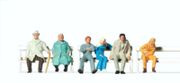 Preiser 14004 Sitzende Reisende, BäNke 6 Figuren H0 1:87 Handbemalt, Neu + Ovp