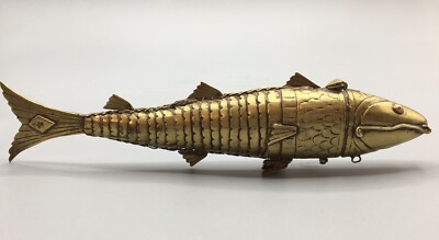 articulated fish spice box Vintage Judaica Articulated Fish Besamim / Spice Box