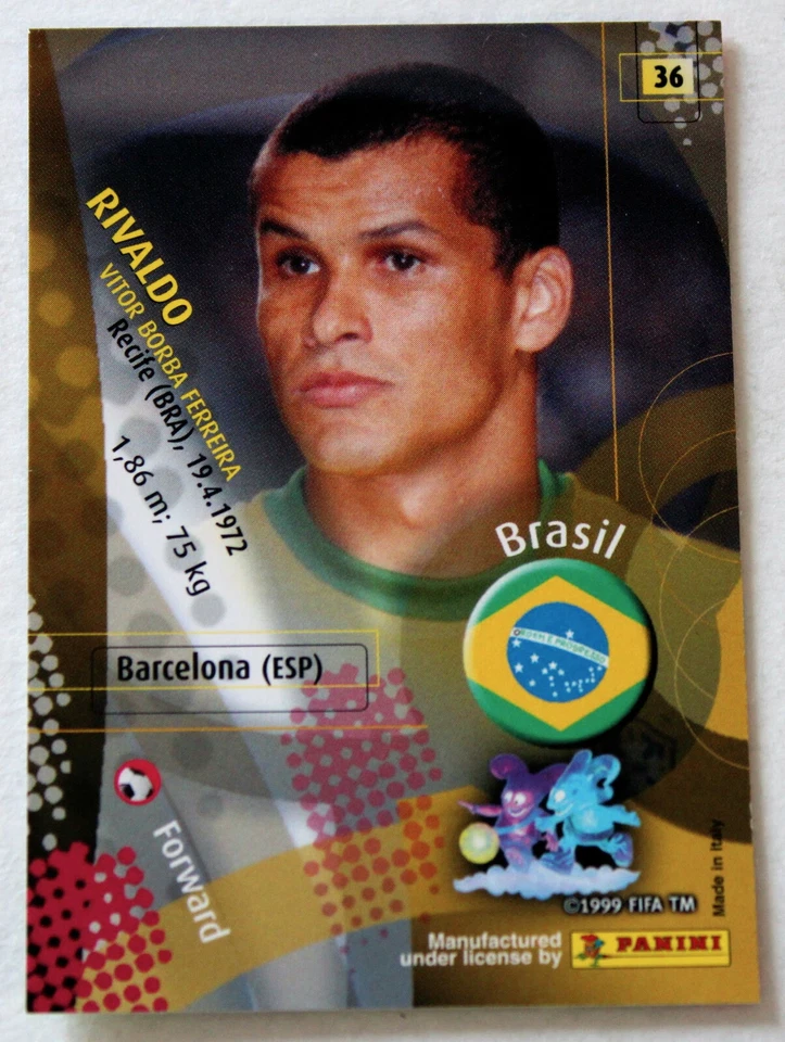 Panini Soccer Trading Card Rivaldo Brasil Nr. 36 World Cup 2002 Mint Rari - Immagine 2 di 2