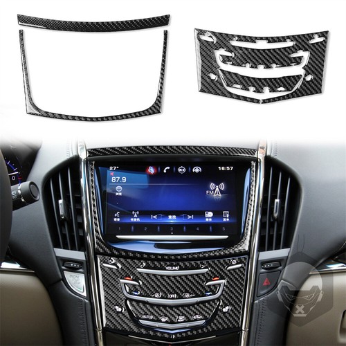 Carbon Fiber Navigation Air Condition Radio Panel Cover For Cadillac ATS 2013-19