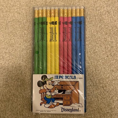 Disneyland Vintage 1978 Set of 12 Wooden Pencils Unsharpened Japan Mickey Mouse