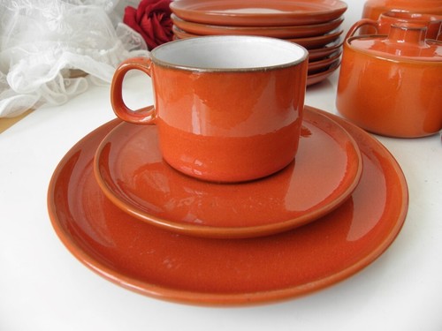 1 Tee-Kaffee Gedecke 3tlg. Melitta Ceracron orange-rot Vintage 70er (von6) - Picture 2 of 6