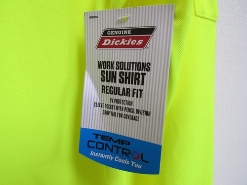 NWT Dickies Work Hooded Sun Shirt Temp Control Fluorescent Yellow Large - Picture 2 of 4