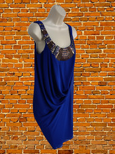 ELEMENTS AMANDA WAKELEY SIZE UK 10 BLUE ASYMMETRIC DRESS SEQUIN BEADS SLEEVELESS