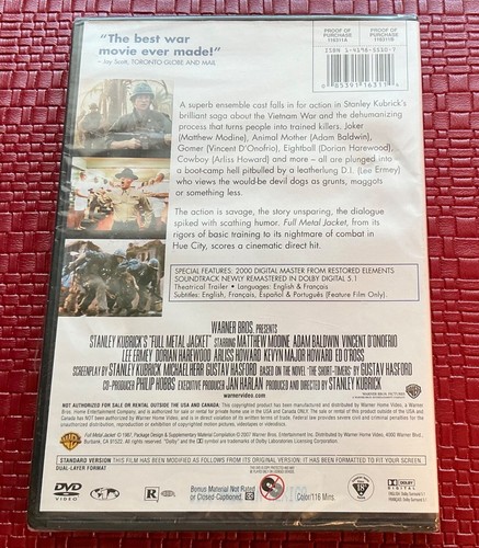 Full Metal Jacket (DVD, 1987, Stanley Kubrick Collection) Brand NEW - SEALED - 第 2/2 張圖片