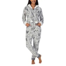 Disney Mickey and Minnie Mouse One Piece Hoodie Pajama Set Women Size Large
