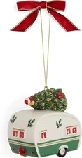 Spode Christmas Tree Camper Van Ornament - Festive Holiday Hanging Decor Accent