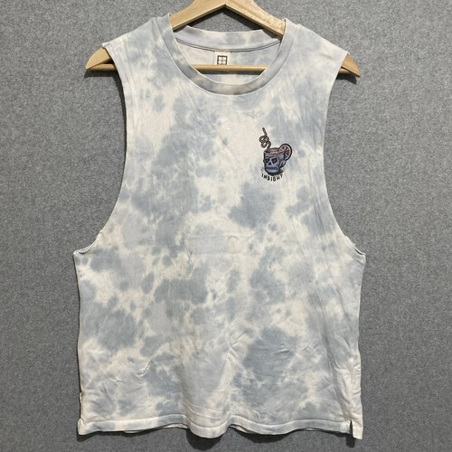 INSIGHT Sleeveless Top Womens Size 10 Front Back Graphic Blue Tie Dye Cotton - Picture 2 of 9
