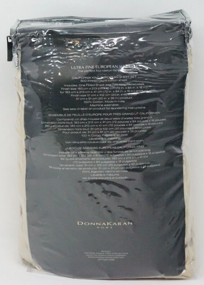 Donna Karan 600-TC algodón ultra fino 3 piezas Juego de sábanas europeas - CAL KING - oro Foto 4 de 4