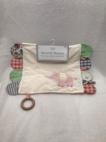 Coperta bianca di sicurezza elefante bambino moderno Lovey Taggie etichette denti pieghevoli  - Foto 2 di 9