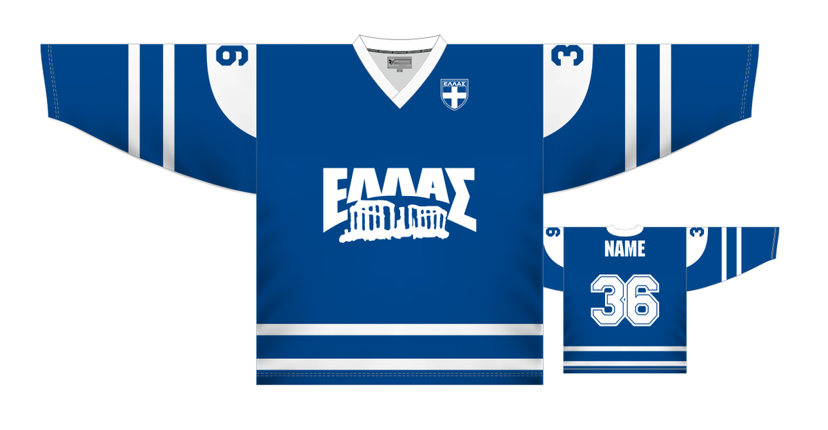 Team Greece Blue Ice Hockey Jersey Custom Name and Number