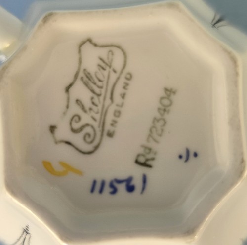 Beautiful Vintage Shelley Art Deco Queen Anne Blue Iris Bone China Trio 1927 - Picture 11 of 15