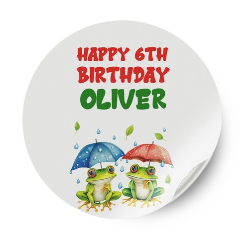 Personalised Frog Design Any Name Birthday Stickers Party Decoration Label 42 - Picture 4 of 11