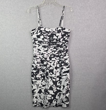 WHITE HOUSE BLACK MARKET Floral Size 8 Spaghetti Straps Pleated Cocktail Dress