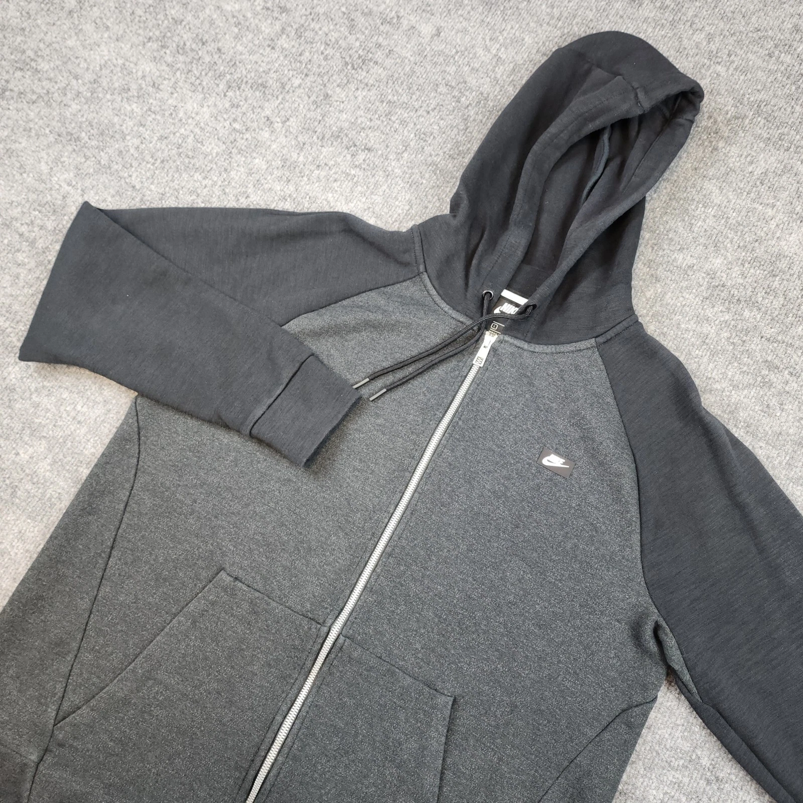 Nike Jacket Mens Large Gray Black Optic Knit Full Zip Hooded Fleece 928475-010