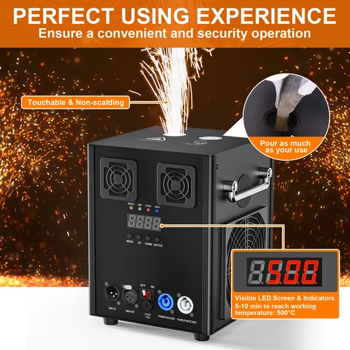 500W Cold Spark Machine DMX Stage Special Effect Wedding DJ Event Xmas w/Remote - Picture 3 of 15