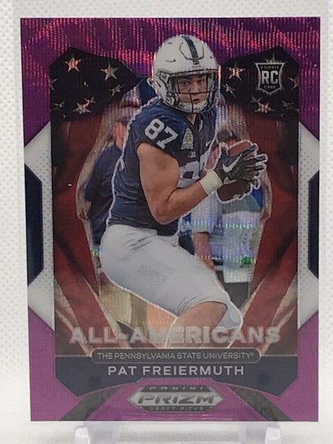 2021 Prizm Draft Picks All-American Purple Wave Prizm Pat Freiermuth RC #184