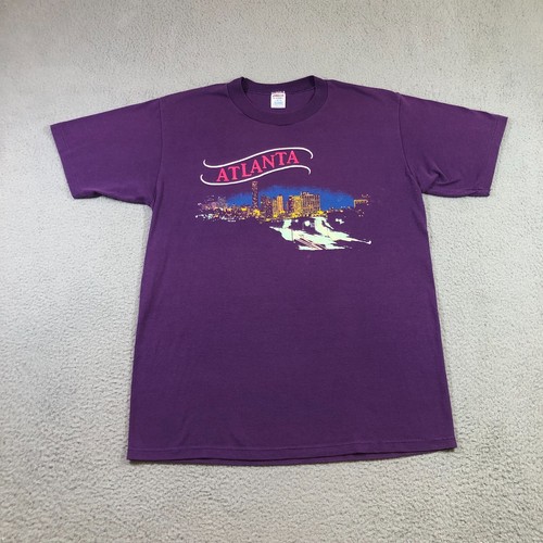 Vintage Atlanta T shirt mens L Purple graphic print single stitch