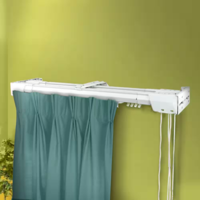 Adjustable Double Traverse Curtain Rod Pinch Pleat Drape Heavy Duty Center  Open | eBay, image size:400x400