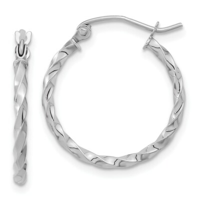 Real 10kt White Gold Twist Polished Hoop Earring