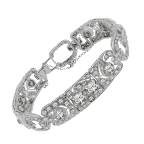 Art Deco Antique Diamond Platinum Bracelet 16.00C… - image 1