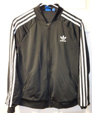 Adidas US M Original Firebird Women's 3-Stripes Black Track Jacket Size UK 14