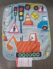 BNWT Teddy Bears Mini Blanket Boys Big Diggers Trucks Tractors Grey Happy Linen