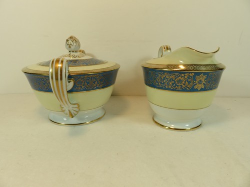 Noritake Vornay Blue 4794 Creamer Covered Sugar Bowl 1948 EUC - Picture 6 of 12