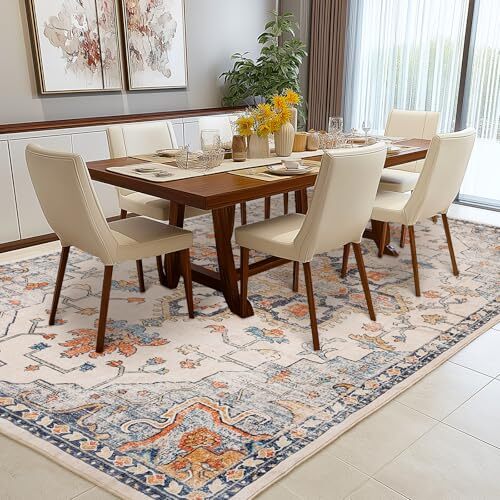 Area Rugs 8x10, Soft Boho Vintage Rugs for Living Room, Non 8x10 Feet Beige - Picture 4 of 7