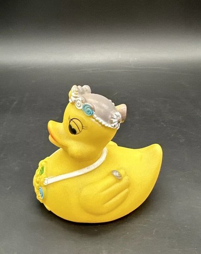 Vintage Bridal Rubber Duck Wedding Ducky Flowers Heart Wedding Ring Yellow 4x4” - Picture 4 of 5