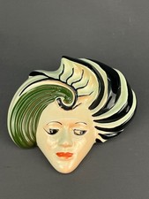 80's Art deco style CROWN DEVON wall mask hand painted by Dorothy Ann GREAT MASK