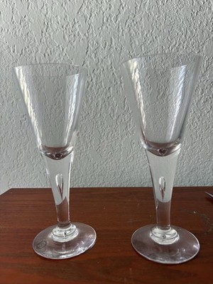 Pair of Dartington 24% Lead Crystal Handmade Water / Wine Goblet 7.5  T w Labels