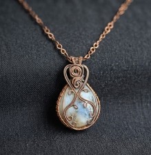 Handmade OOAK copper wire wrapped agate necklace