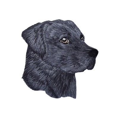 Black Lab Head Embroidered Iron On Applique Patch - Labrador Retriever 157-N