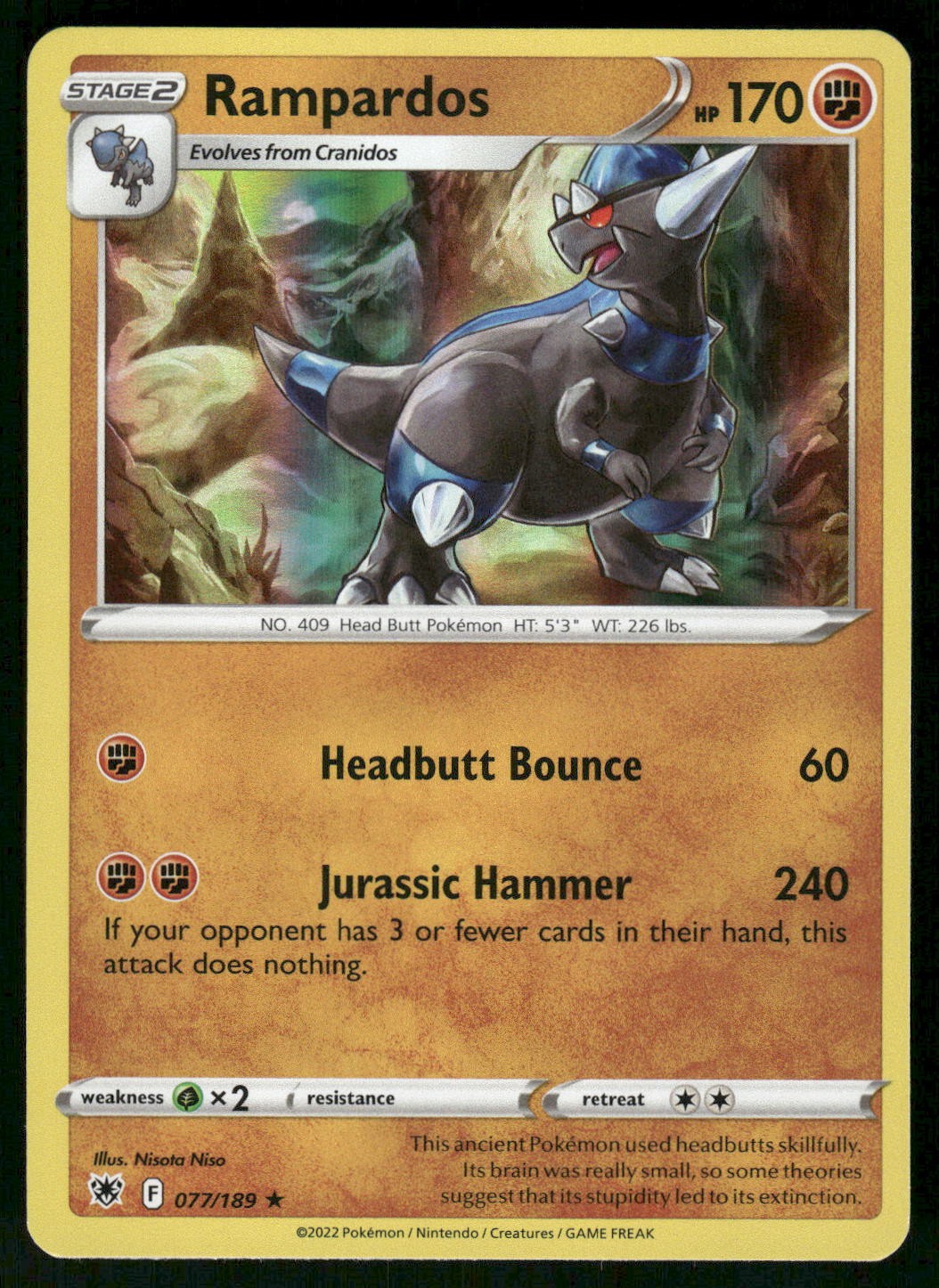 2022 Lightly Played Pokemon Rampardos 077/189 Astral Radiance