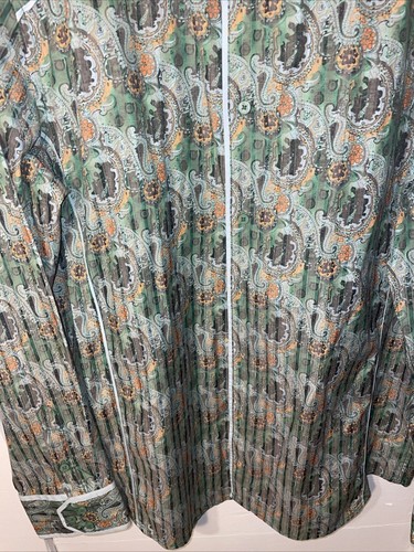 Platini Jeans Y2K Cougar Mens Green Paisley XL Party Shirt A - Picture 5 of 13