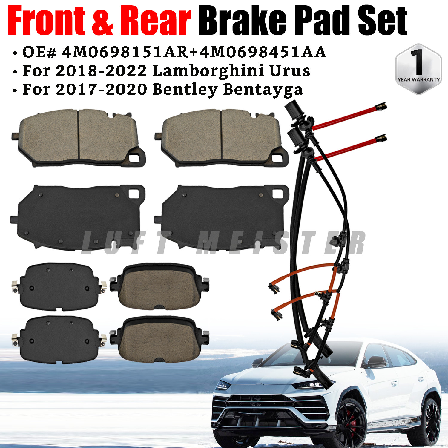 NEW Front & Rear Brake Pad 4M0698151AR 4M0698451AA For 2018-20 Lamborghini Urus