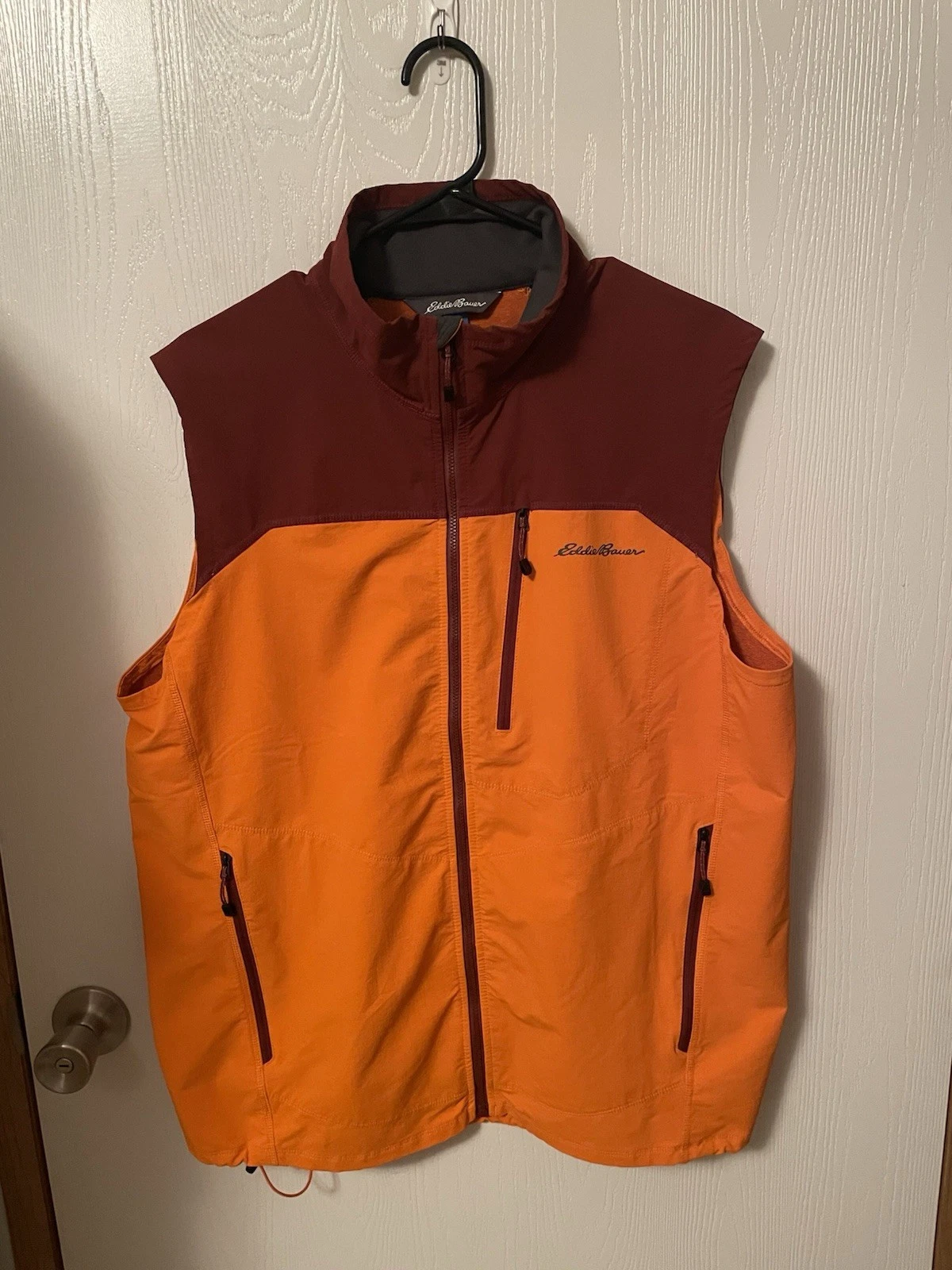 Eddie Bauer First Ascent Guide Vest Mens Large Orange Full-Zip Nylon Stretch
