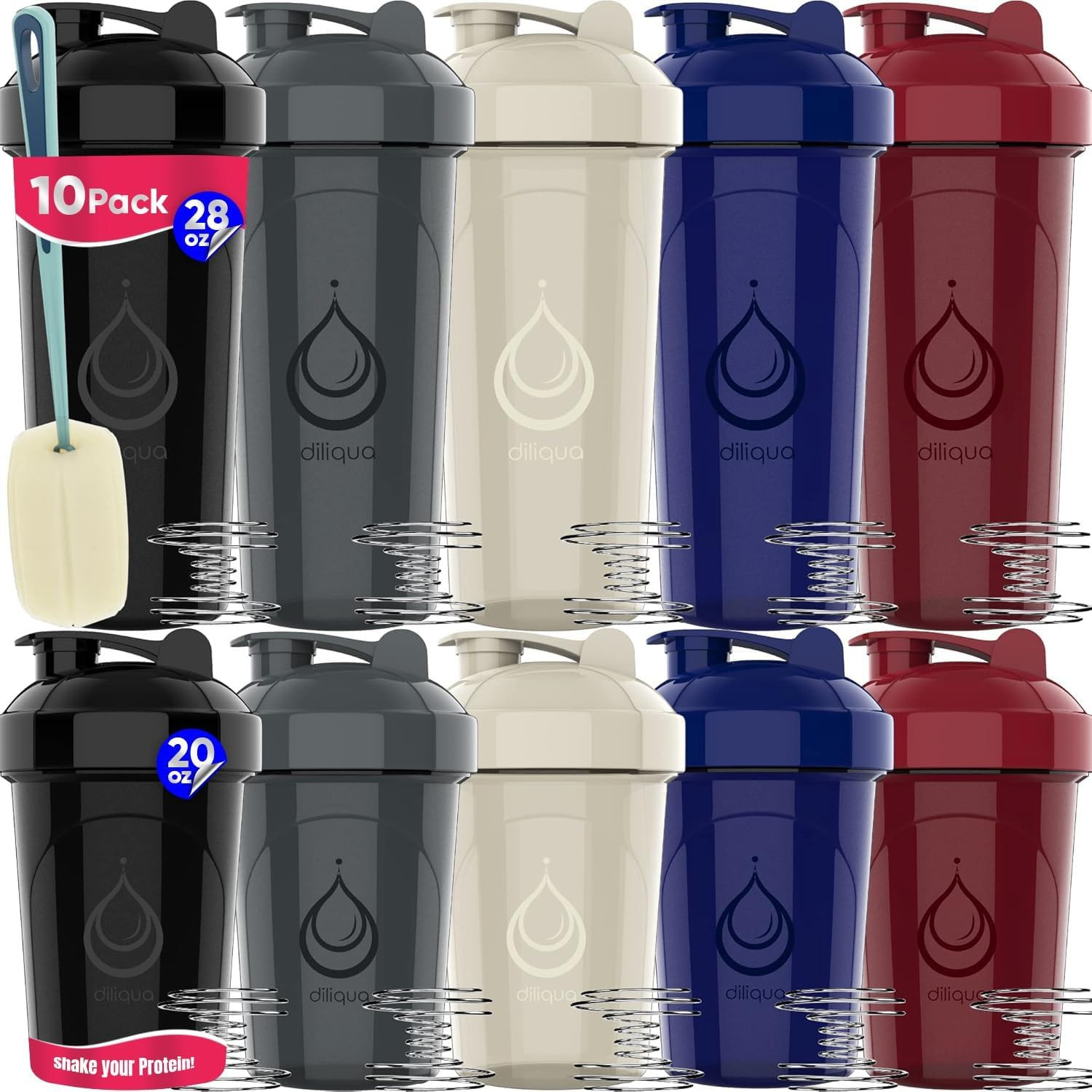 6 PACK, Shaker Bottles with Wire Whisks for Protein Mixes | 