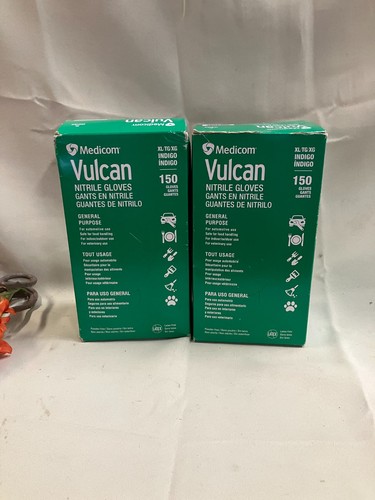 Medicom Vulcan Disposable Nitrile Gloves Latex &Powder Free, Blue, 2 boxes, XL