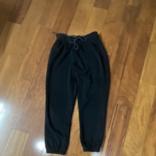 Alo Women's Black Fleece Jogger Yoga Pants Drawstring Elastic Waist Size S