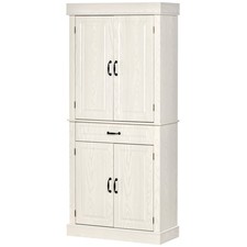 HOMCOM Credenza Cucina Stile Coloniale con Cassetto e 2 Armadietti Bianco