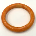 Vintage 12 mm Wide BAKELITE Bangle Bracelet Orange Marbled 29.3g 8" IC