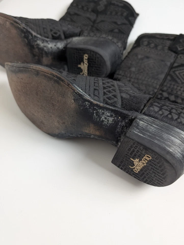 Botas de Vaquero Old Gringo Para Hombre Talla 11 B Cuero Negro Tooled Oeste de México Foto 3 de 4
