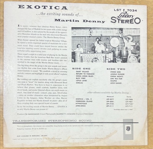 MARTIN DENNY exotica U.S. LIBERTY LP LST-7034_ 1959 EXOTICA classic - Picture 3 of 3