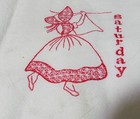 Embroidered Day of the Week Tea Dish Towels Pinafore Bonnet Girl 7 pcs. — photo 8