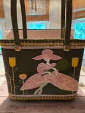  1960s Craft Master Adora Belle Flower Girl Sequin Felt Completed Purse Bag Kit